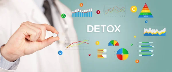 Nutritionist Giving You Pill Detox Inscription Healthy Lifestyle Concept — Stock Photo, Image