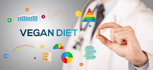 Nutritionist Giving You Pill Vegan Diet Inscription Healthy Lifestyle Concept — Stock Photo, Image