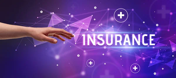 Gros Plan Main Coupée Pointant Vers Inscription Insurance Concept Médical — Photo