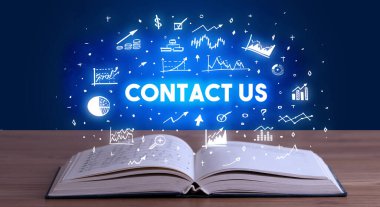 CONTACT ABD yazıtları açık bir kitaptan, iş konseptinden geliyor