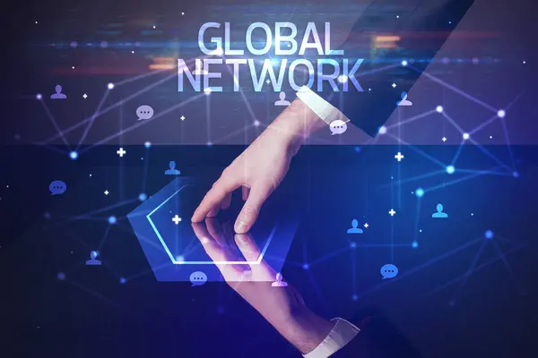Navigating Social Networking Global Network Inscription New Media Concept — Stock Photo, Image