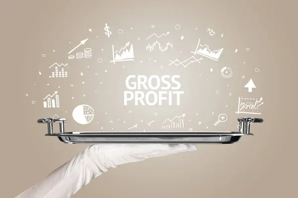 Ober Serveert Business Idee Concept Met Gross Profit Inscriptie — Stockfoto