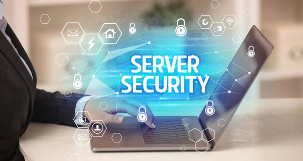 Inscription Server Security Sur Ordinateur Portable Concept Sécurité Internet Protection — Photo