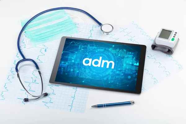 Close View Tablet Adm Abbreviation Medical Concept — Stock Photo, Image