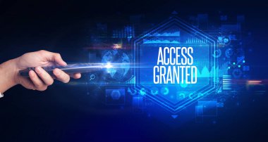 ACCESS GRANTED yazıtlı, siber güvenlik kavramına sahip kablosuz çevre.