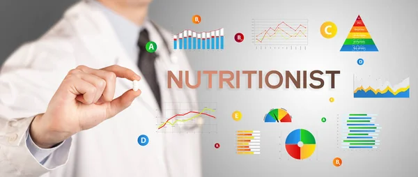 Nutritionist Giving You Pill Nutritionist Inscription Healthy Lifestyle Concept — Stock Photo, Image