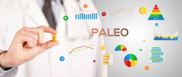 Nutritionist Giving You Pill Paleo Inscription Healthy Lifestyle Concept — Stock Photo, Image