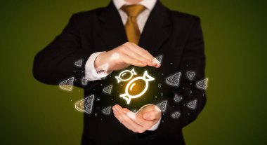 Şeker ikonu, sağlıklı yemek teslimatı konsepti.