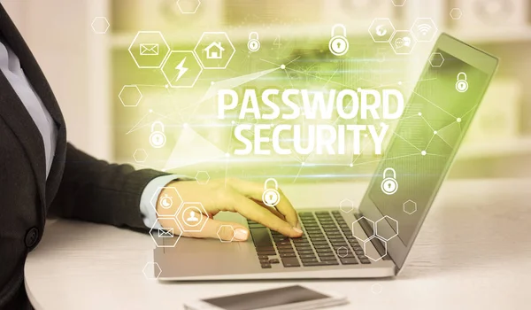 Password Security Inscription Laptop Internet Security Data Protection Concept Blockchain — Stock Photo, Image