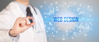 Doktor 'un yeni teknoloji çözüm konsepti olan weB DESIGN yazıtlı bir hap vermesi