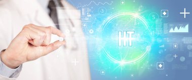 HT kısaltması, viroloji konsepti olan bir doktor sana ilaç veriyor.