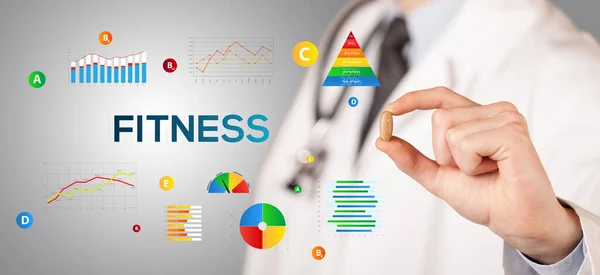 Nutritionist Giving You Pill Fitness Inscription Healthy Lifestyle Concept — Stock Photo, Image