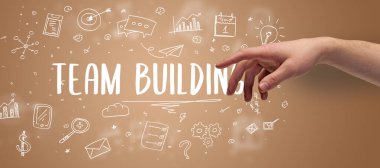 Ekip Binası Yazıtı 'na yakın çekim, modern iş çözümü kavramı