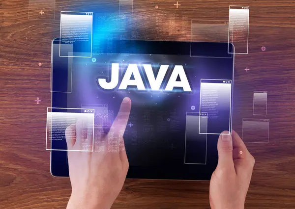 Крупный План Планшета Аббревиатурой Java Концепция Современных Технологий Стоковая Картинка