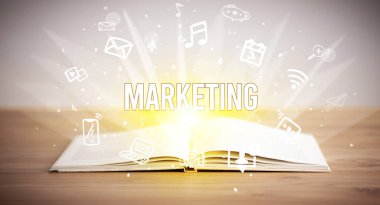 MARKETING yazıtlı bir kitap, iş konsepti