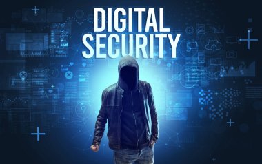 Dijital Güvenlik Yazıtı, Çevrimiçi Güvenlik Konsepti olan Yüzsüz Adam