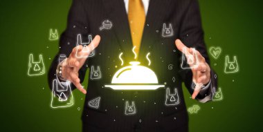 Sıcak yemek ikonu, sağlıklı yemek teslimatı.