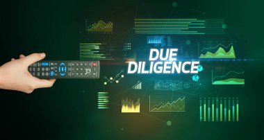 DUE DILIGENCE yazıtları ve siber iş konseptiyle el ele tutuşmak
