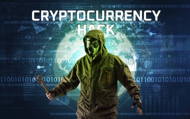 CRYPTOCURRENCY HACK yazıtları, Bilgisayar Güvenlik Konsepti ile çalışan meçhul hacker