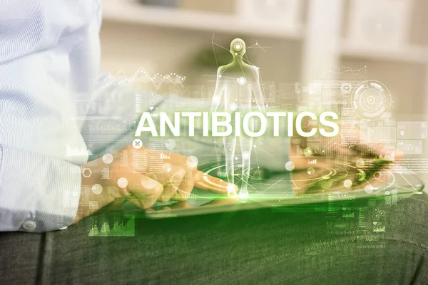 Electronic Medical Record Antibiotics Inscription Medical Technology Concept — Stock Photo, Image
