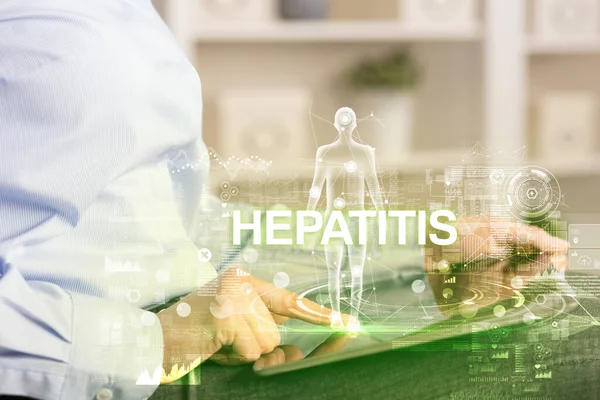 Registro Médico Eletrônico Com Inscrição Hepatitis Conceito Tecnologia Médica — Fotografia de Stock