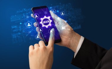 Java kısaltmalı akıllı telefon, modern teknoloji konsepti.