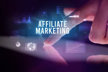 Tablete çizelgelerle dokunmak ve işaretleme yazıtları, iş konsepti