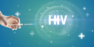 Virüs aşısı ve HIV kısaltması olan şırınga iğnesi, panzehir konsepti