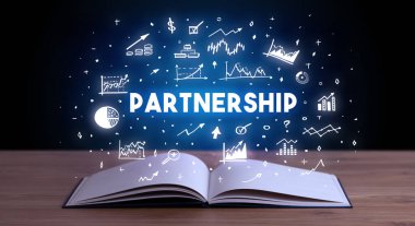 Açık bir kitaptan çıkan ortaklık kitabesi, iş kavramı