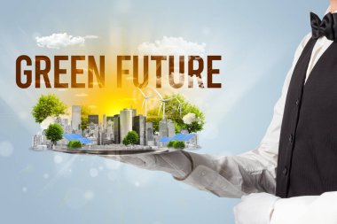 Yeşil Gelecek Yazısı, Yenilenme Enerji Konsepti ile Eko Şehri 'ne hizmet eden garson