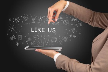 ABD yazıtları, sosyal medya konsepti gibi dokunmatik ekranın yakın plan görüntüsü