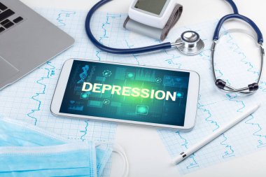 DEPRESSION yazıtları, önleme kavramı ile tablet pc ve tıbbi malzeme