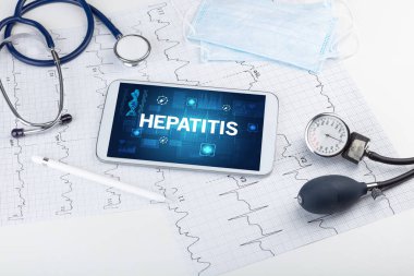 HEPATITIS yazıtlı tablet bilgisayar ve tıbbi malzeme, önleme kavramı