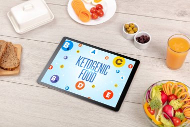 KETOGENIC Gıda yazıtlı sağlıklı tablet Pc bileşimi, kilo kaybı konsepti