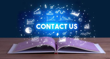 CONTACT ABD yazıtları açık bir kitaptan, iş konseptinden geliyor