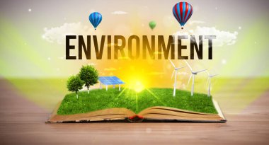 ENVIRONMENT yazıtlı açık kitap, yenilenebilir enerji kavramı