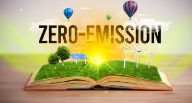 ZERO-EMISSION yazıtlı açık kitap, yenilenebilir enerji kavramı