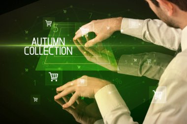 AUTUMN COLLECTION yazıt konsepti, alışveriş arabası simgeleri ile çevrimiçi alışveriş