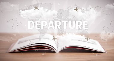 DEPARTURE yazıtları, tatil konsepti içeren kitabı aç