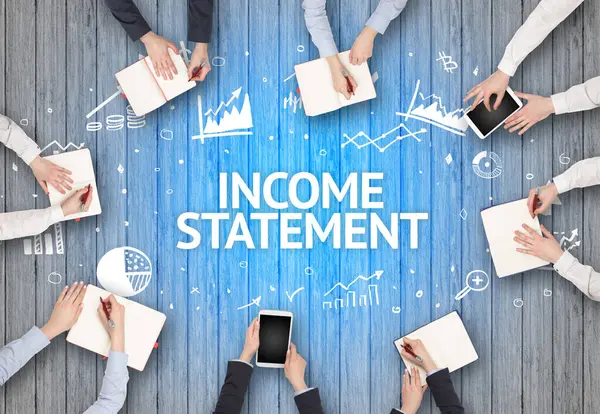Group Busy People Working Office Income Statement Inscription Succesfull Business — Stock Photo, Image