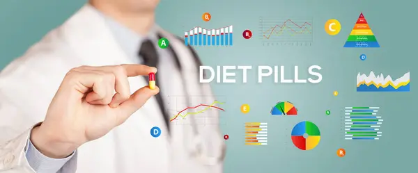 Nutritionist Giving You Pill Diet Pills Inscription Healthy Lifestyle Concept — Stock Photo, Image