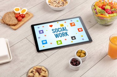 SOSYAL İŞ yazıtlı sağlıklı tablet Pc bileşimi, Sosyal ağ konsepti