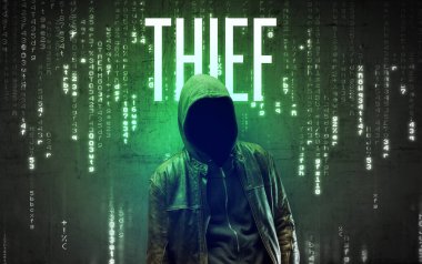 THIEF yazıtlı meçhul hacker, hack konsepti