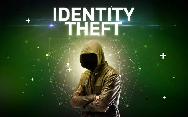 Mysterious Hacker Identity Theft Inscription Online Attack Concept Inscription Online — Stock Photo, Image