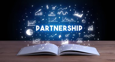 Açık bir kitaptan çıkan ortaklık kitabesi, iş kavramı