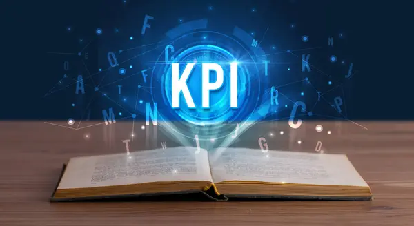 Надпись Kpi Открытой Книги Концепция Цифровых Технологий — стоковое фото