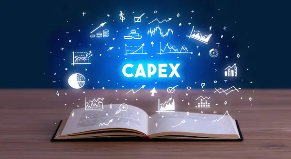 Надпись Capex Выходит Открытой Книги Бизнес Концепции Стоковое Изображение