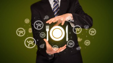 Masa takımı ikonu, sağlıklı yemek teslimatı konsepti