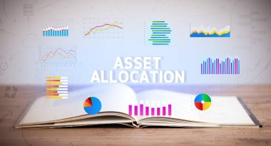 ASSET ALLOCATION yazıtlı açık kitap, yeni iş konsepti