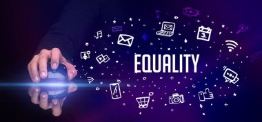 Eşitlik ve sosyal medya kavramına sahip kablosuz çevre.